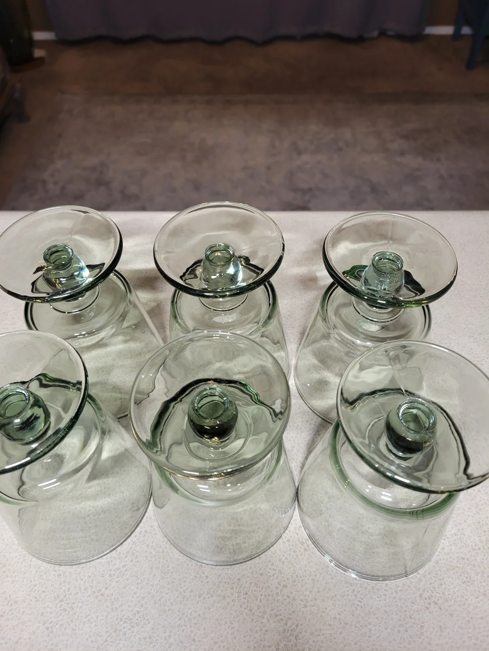 Vintage-Style Light Green Tinted Footed Goblets / Water Glasses – Set of 6 8 OZ